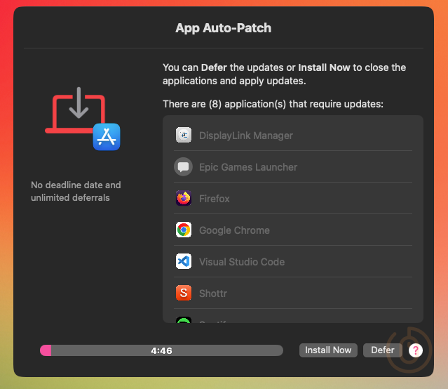 App Auto-Patch update prompt