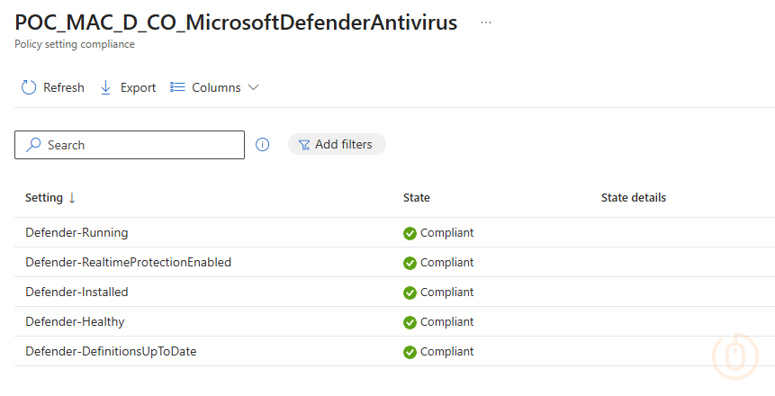 mac Custom Compliance Policy status