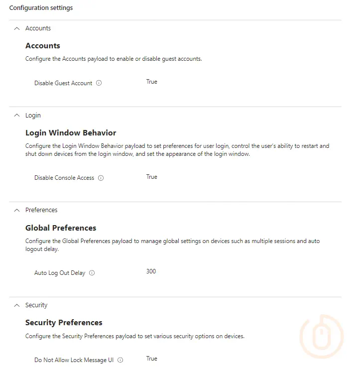 macOS Login Config profile
