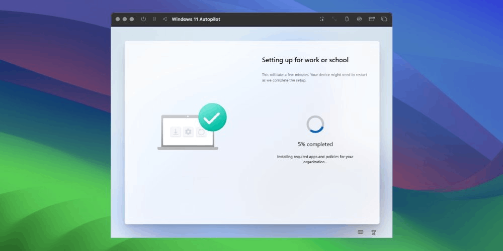 Using UTM on macOS to build, configure and deploy a Windows 11 Autopilot Virtual Machine using Microsoft Intune.