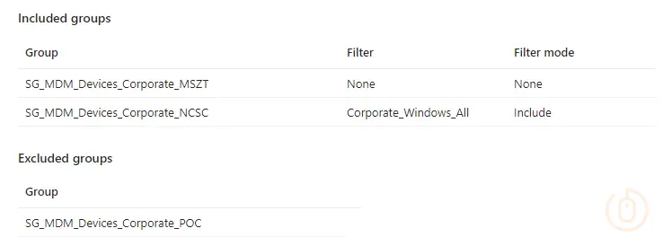 Settings Catalog Assignments