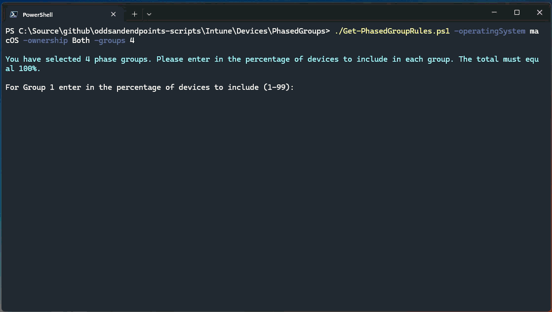 Example - Four Groups of All macOS Devices