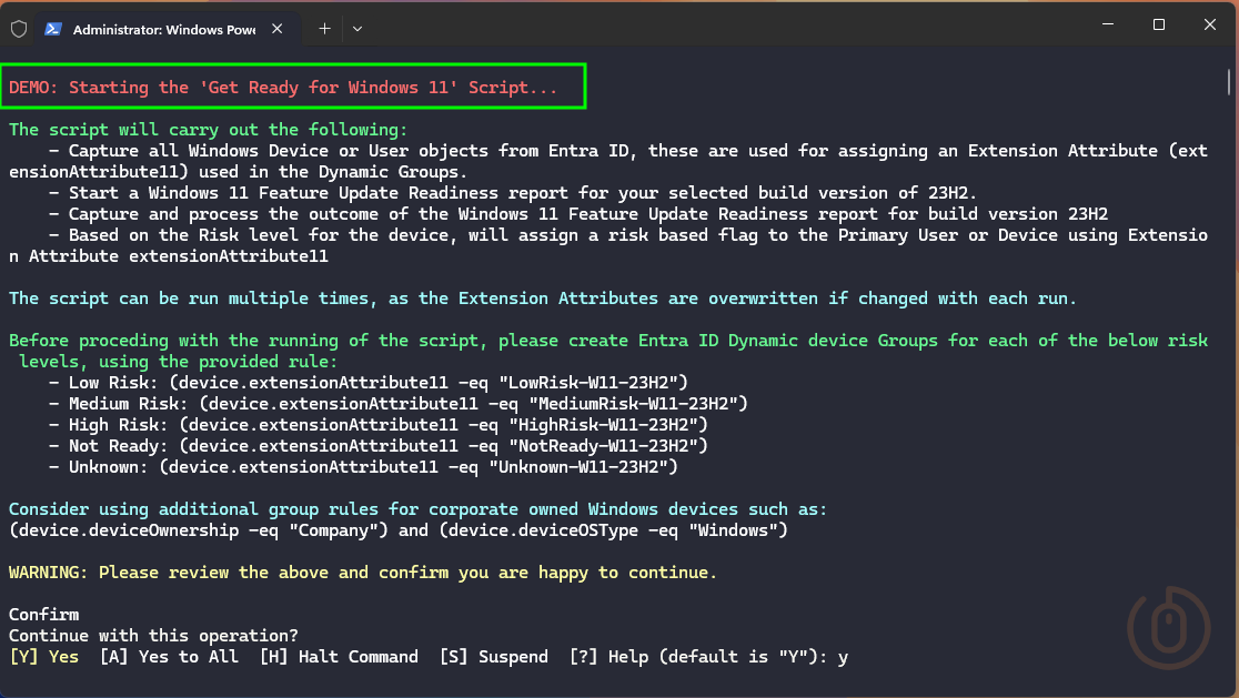 Windows 11 Accelerator script in Demo Mode