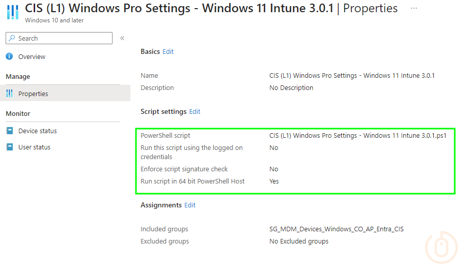 CIS (L1) Windows Pro Settings - Windows 11 Intune 3.0.1.ps1