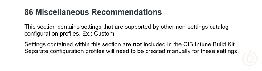 CIS Level 1 Miscellaneous settings