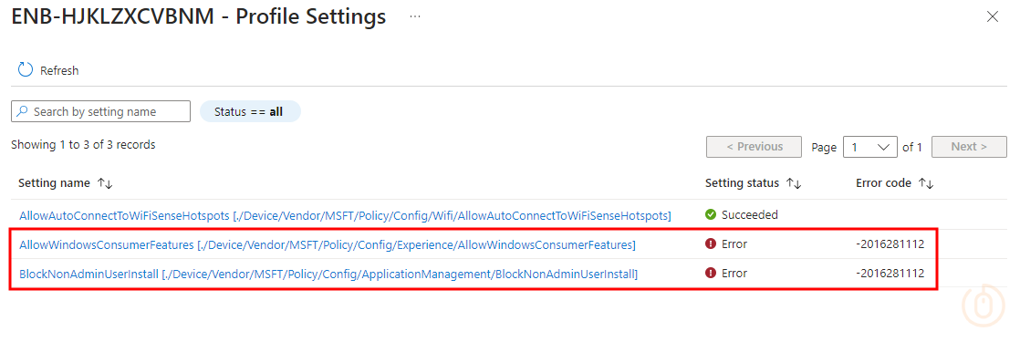 CIS Level 1 Miscellaneous settings error