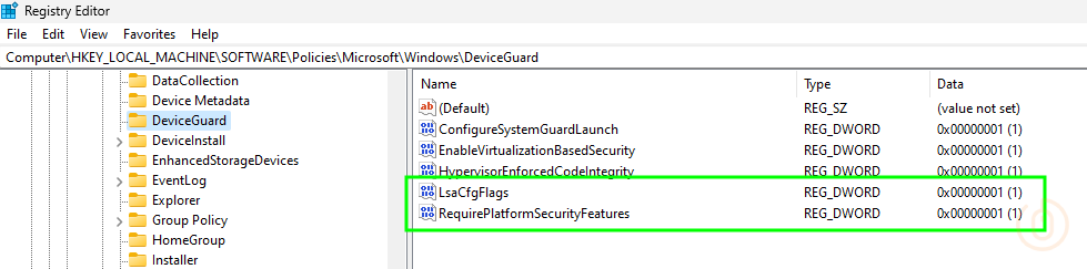 Windows Pro registry settings