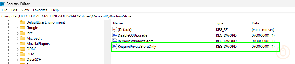Windows Pro registry settings