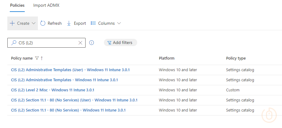 CIS Level 2 Settings